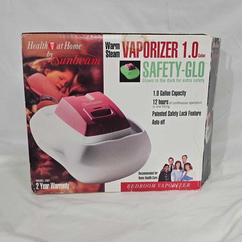 Vintage Sunbeam 1387 Warm Steam Vaporizer 1.0 Gal Safety-Glo Auto Shut Off, 12hr